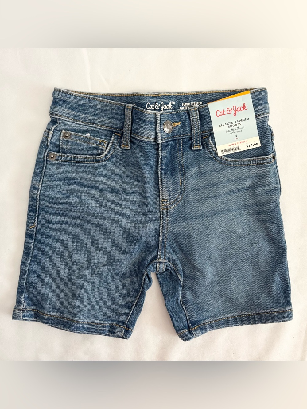 🔥Cat & Jack Boys or Girls Relaxed Medium Blue Tapered Denim Shorts, Size: 5, NWT